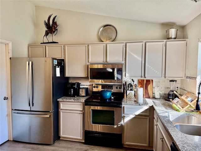 kitchen featuring sink, light hardwood / wood-style flooring, and stainless steel appliances