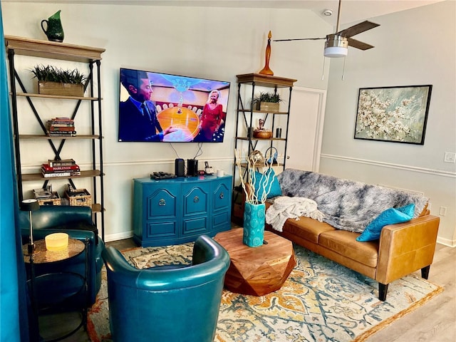 living room with hardwood / wood-style flooring