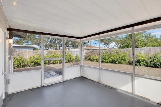 view of unfurnished sunroom