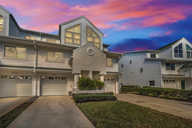 view of front of property with a garage