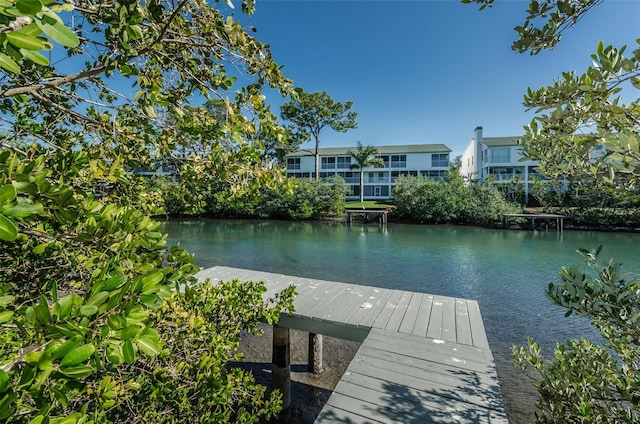 view of dock featuring a water view