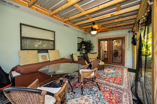 living room with french doors