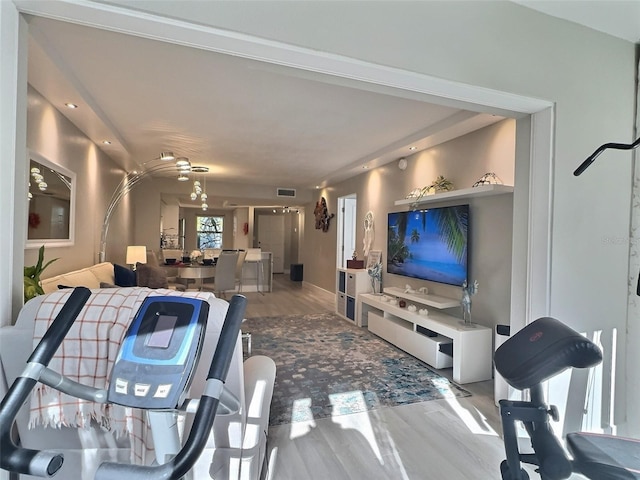 living room with hardwood / wood-style floors