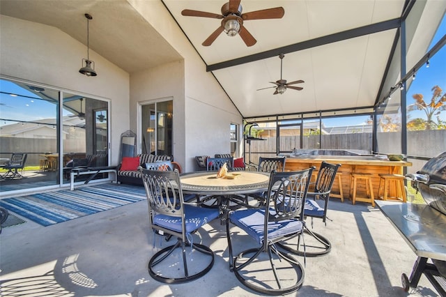 view of patio featuring exterior bar