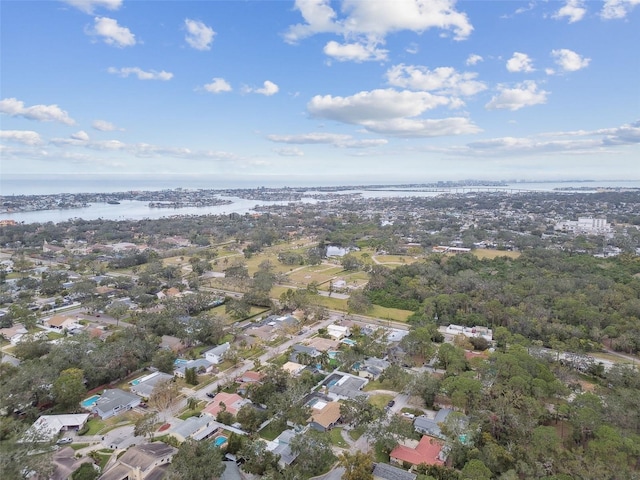 bird's eye view featuring a water view