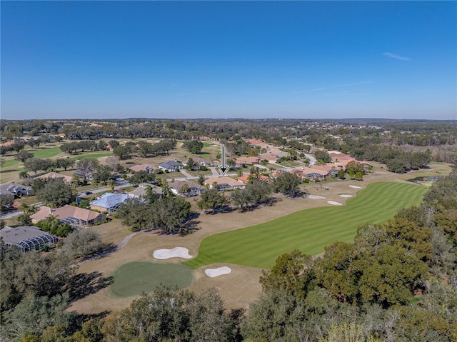 drone / aerial view with view of golf course