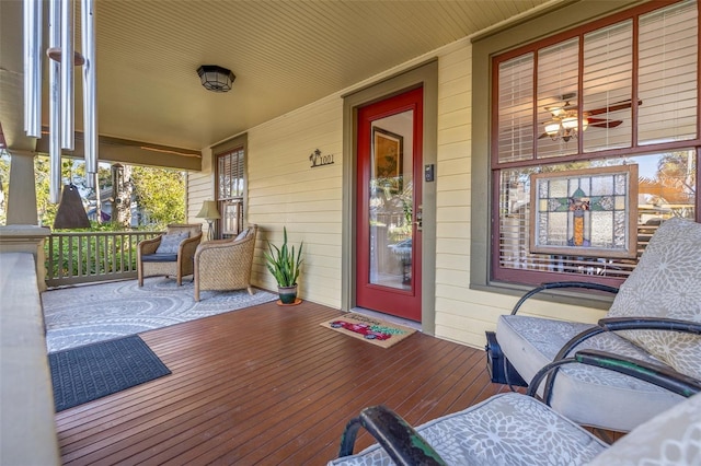 wooden deck featuring a porch