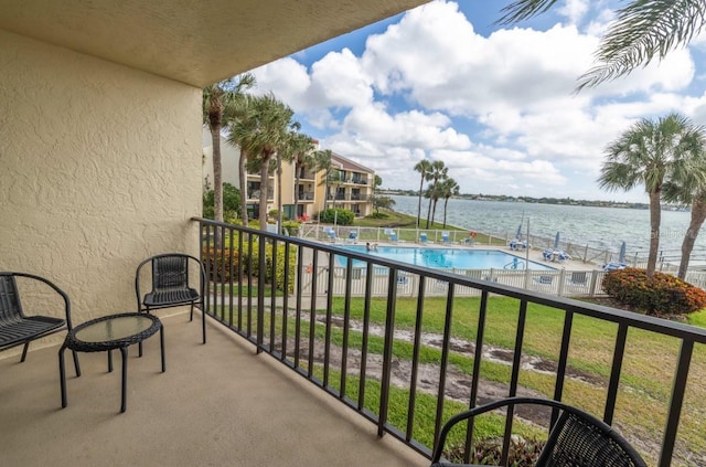 balcony with a water view