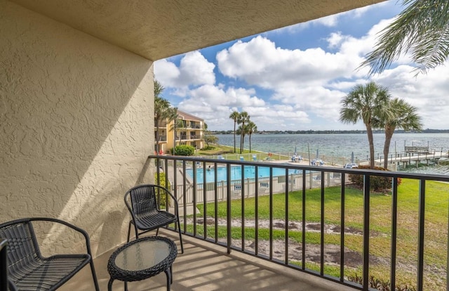 balcony with a water view