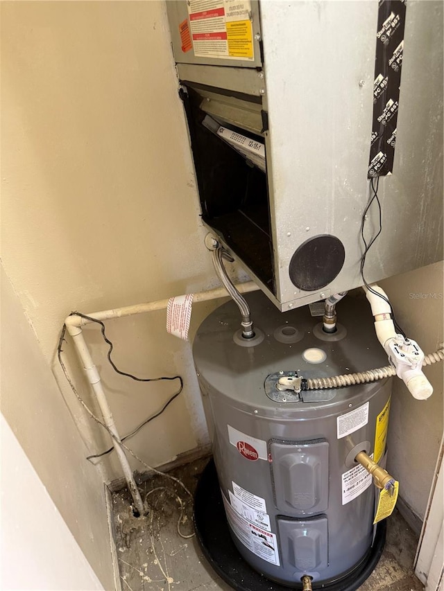 utility room with water heater