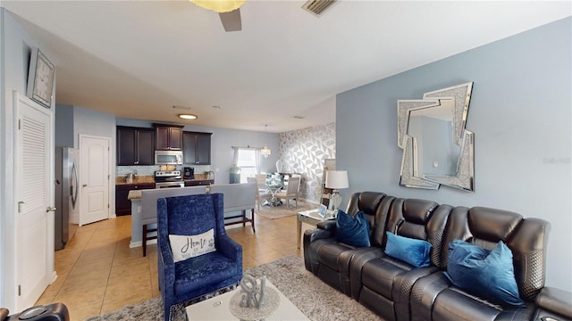 view of tiled living room