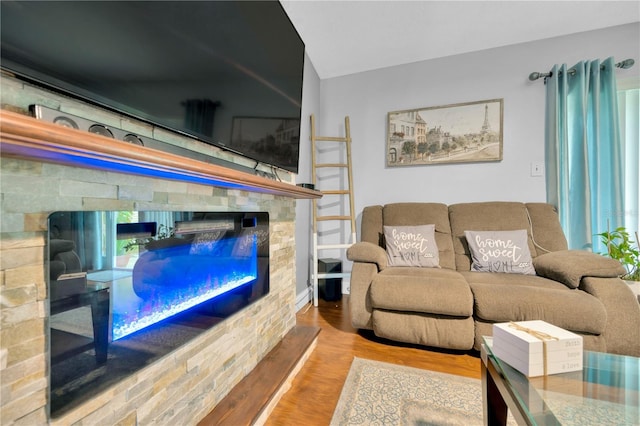 living room with wood-type flooring