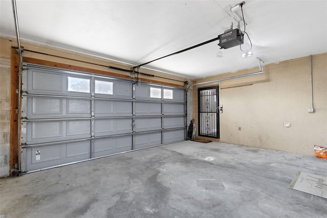 garage with a garage door opener