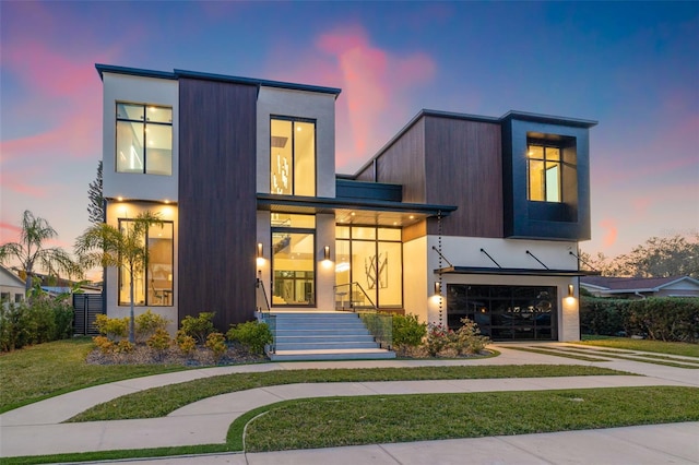 contemporary house with a garage