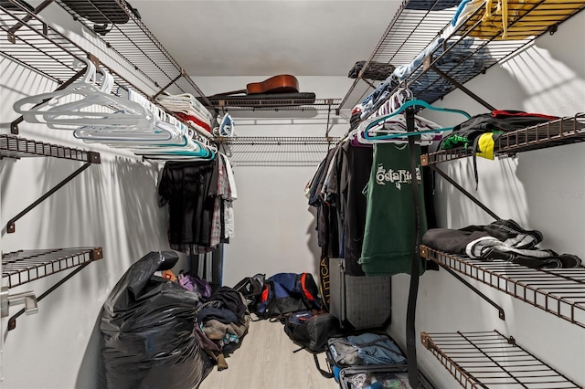 walk in closet with hardwood / wood-style flooring