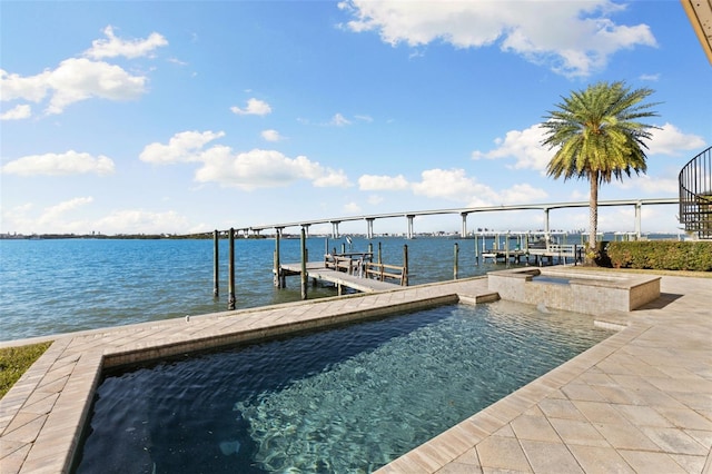 view of dock featuring a water view