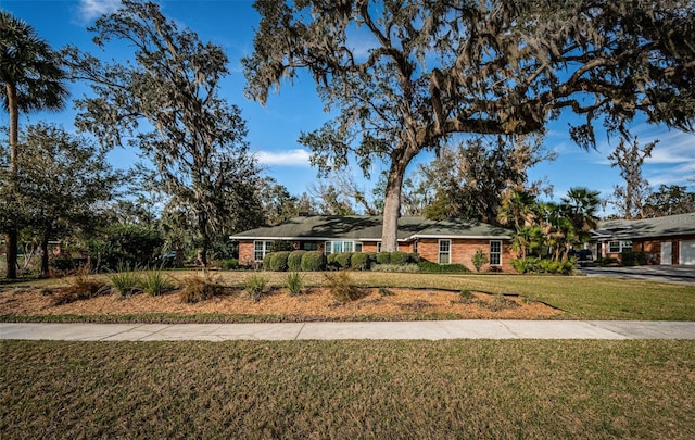 ranch-style house with a front lawn