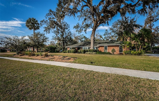 view of front of home featuring a front lawn