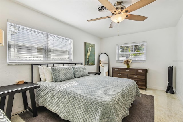 bedroom featuring ceiling fan