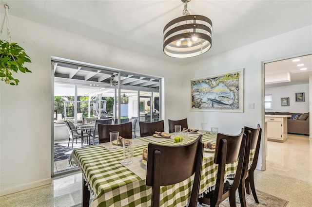 dining room with a notable chandelier