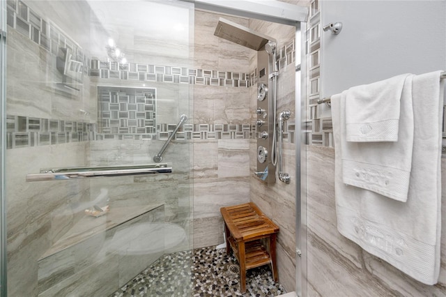 bathroom featuring walk in shower