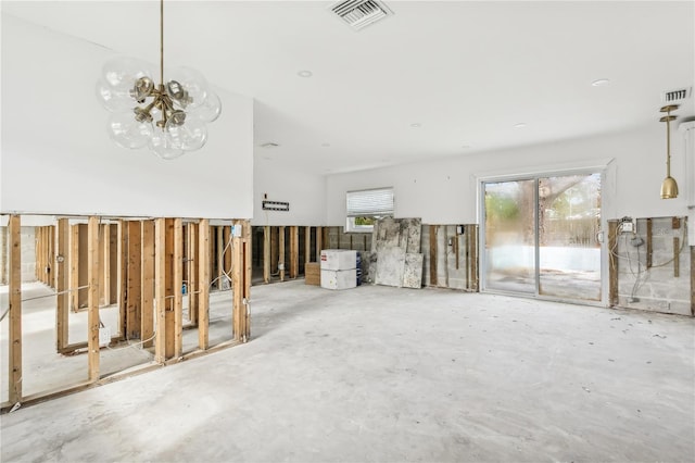 interior space with an inviting chandelier