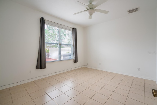 unfurnished room with ceiling fan