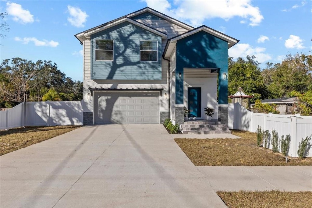 view of front of house with a garage