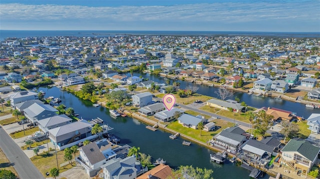 bird's eye view featuring a water view