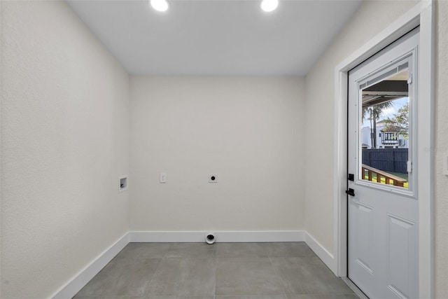 laundry area with washer hookup, laundry area, hookup for an electric dryer, and baseboards