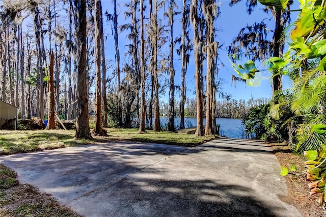 view of road featuring a water view