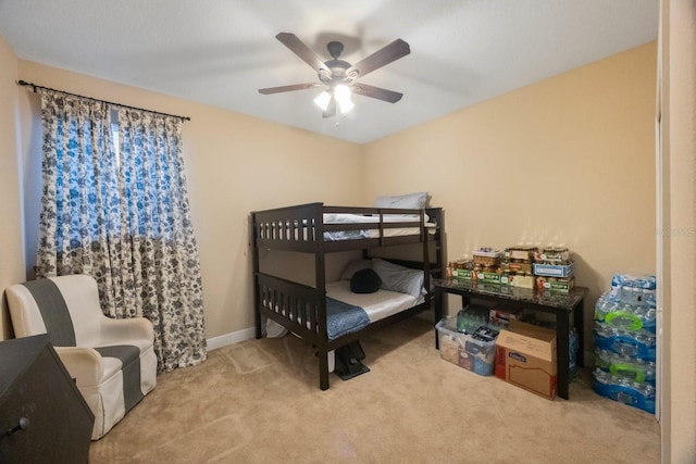 bedroom featuring carpet floors and ceiling fan