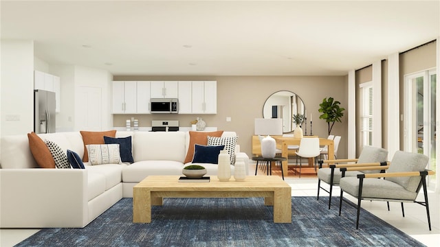 living room featuring tile patterned floors