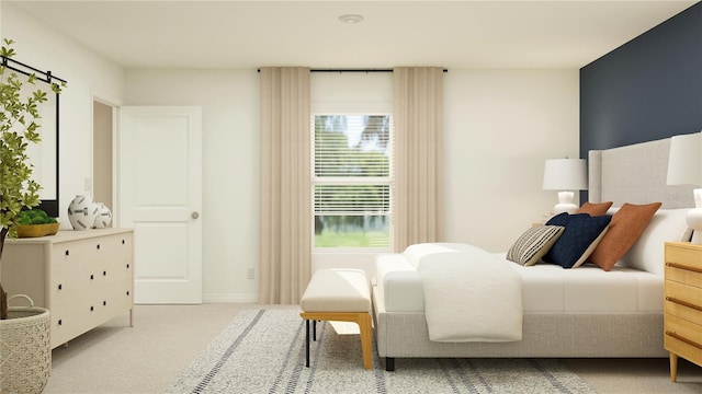 carpeted bedroom featuring multiple windows