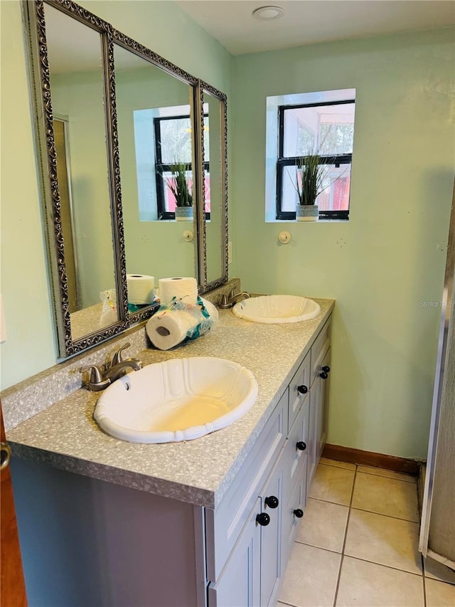 bathroom featuring vanity and tile patterned floors