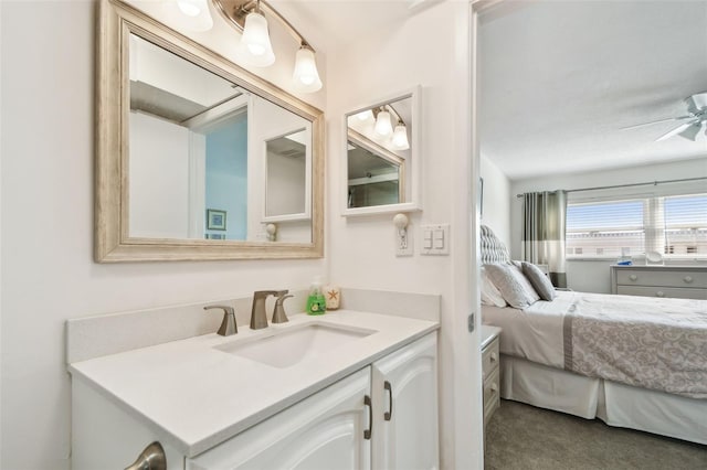 bathroom featuring vanity and ceiling fan