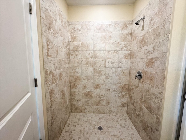 bathroom featuring a tile shower