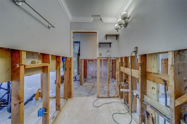 interior space featuring crown molding