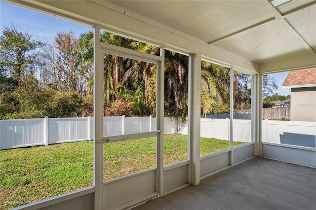 view of unfurnished sunroom