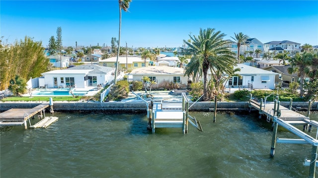 view of dock featuring a water view