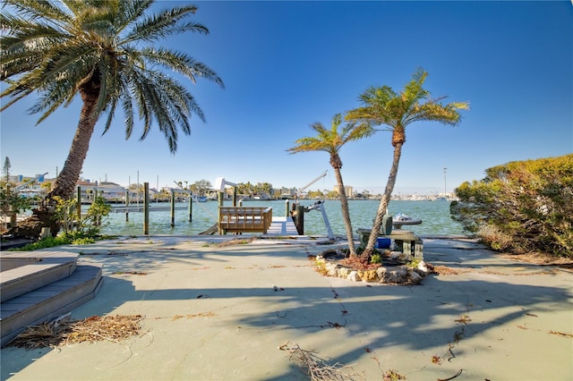 dock area featuring a water view