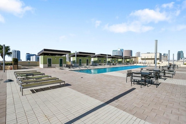 view of pool featuring a patio area