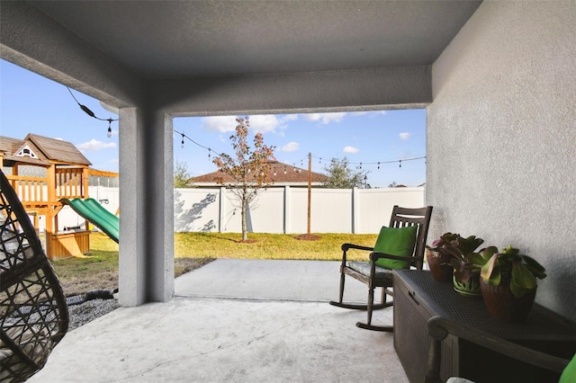 view of patio / terrace with a playground