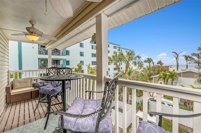 balcony with ceiling fan