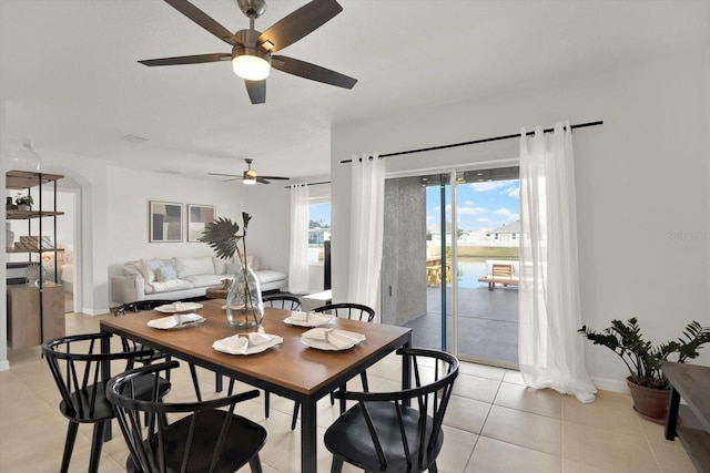 dining room with light tile patterned floors