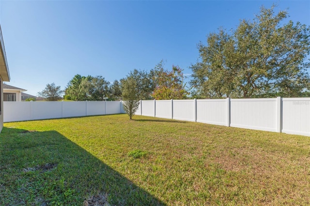 view of yard featuring a fenced backyard