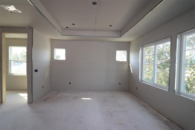 spare room with a raised ceiling