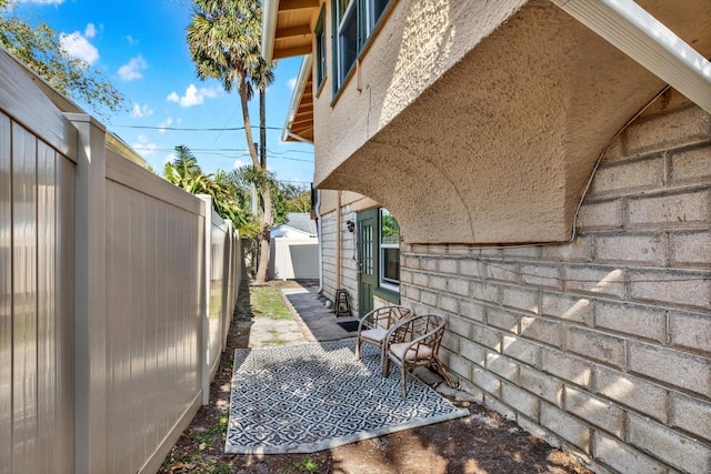 view of home's exterior with a patio