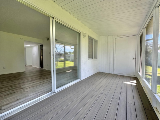 view of unfurnished sunroom