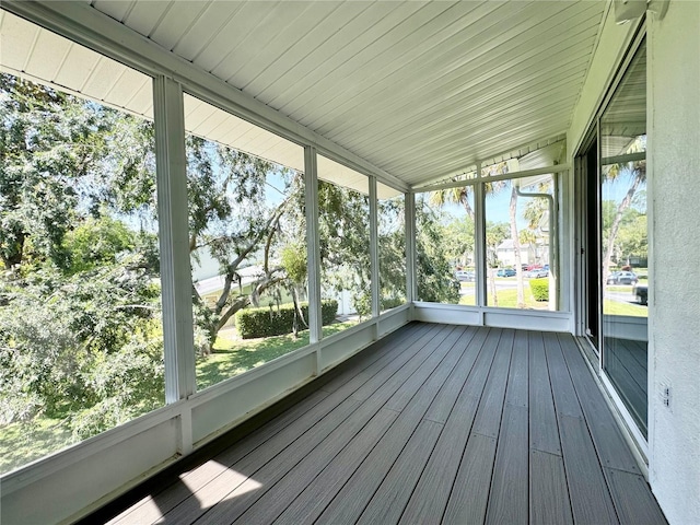 view of unfurnished sunroom